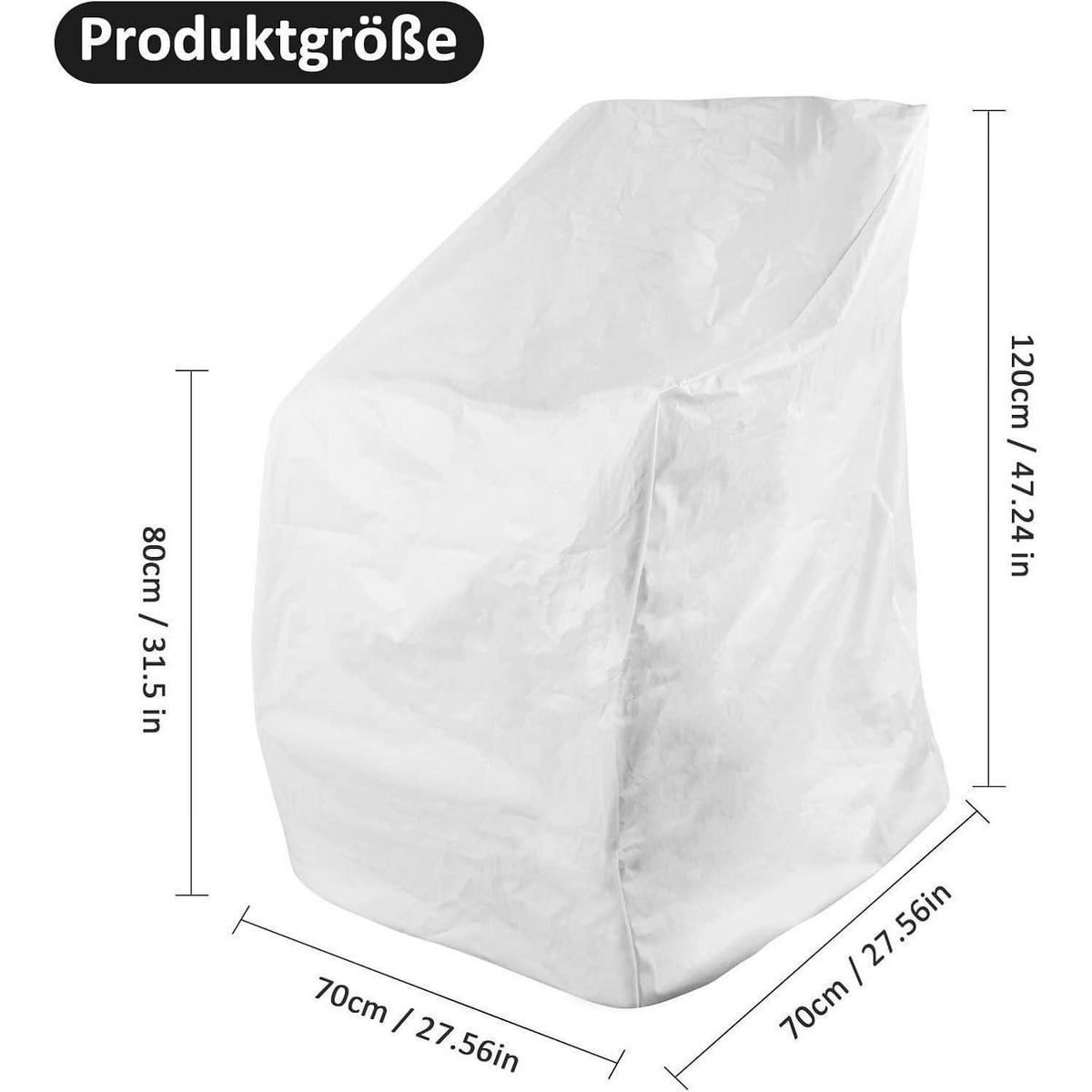 ABDECKHAUBE für Gartenstühle 70 x 70 x 120 cm PEVA wetterfest - Weiß, Kunststoff (70/120/70cm)