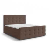 BOXBETT DEFNE 160x200 cm mit Fußteil und Matratze - Braun + TOPPER - Schwarz/Braun, Holz/Holzwerkstoff (160/200cm) - AX Living