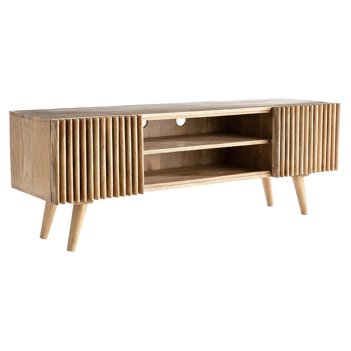 TV-SCHRANK Massives Mangoholz SchiebetÙren ALBA - Naturfarben, Holz (40/50/140cm) - Miliboo