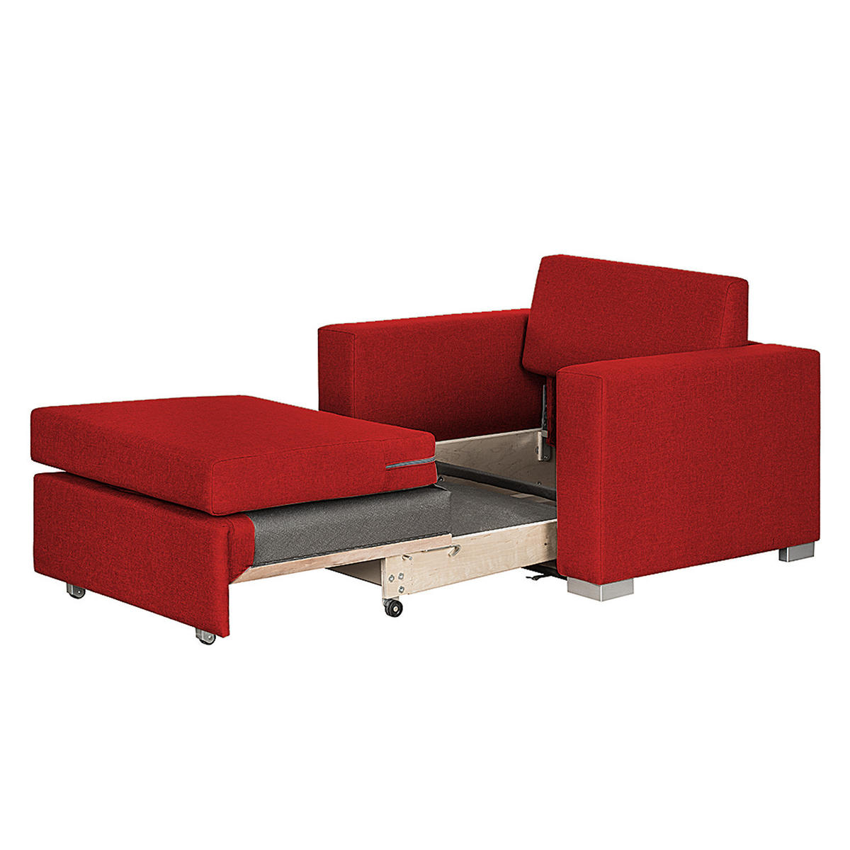 SCHLAFSESSEL - Silberfarben/Rot, Textil (110/90/90cm) - home24