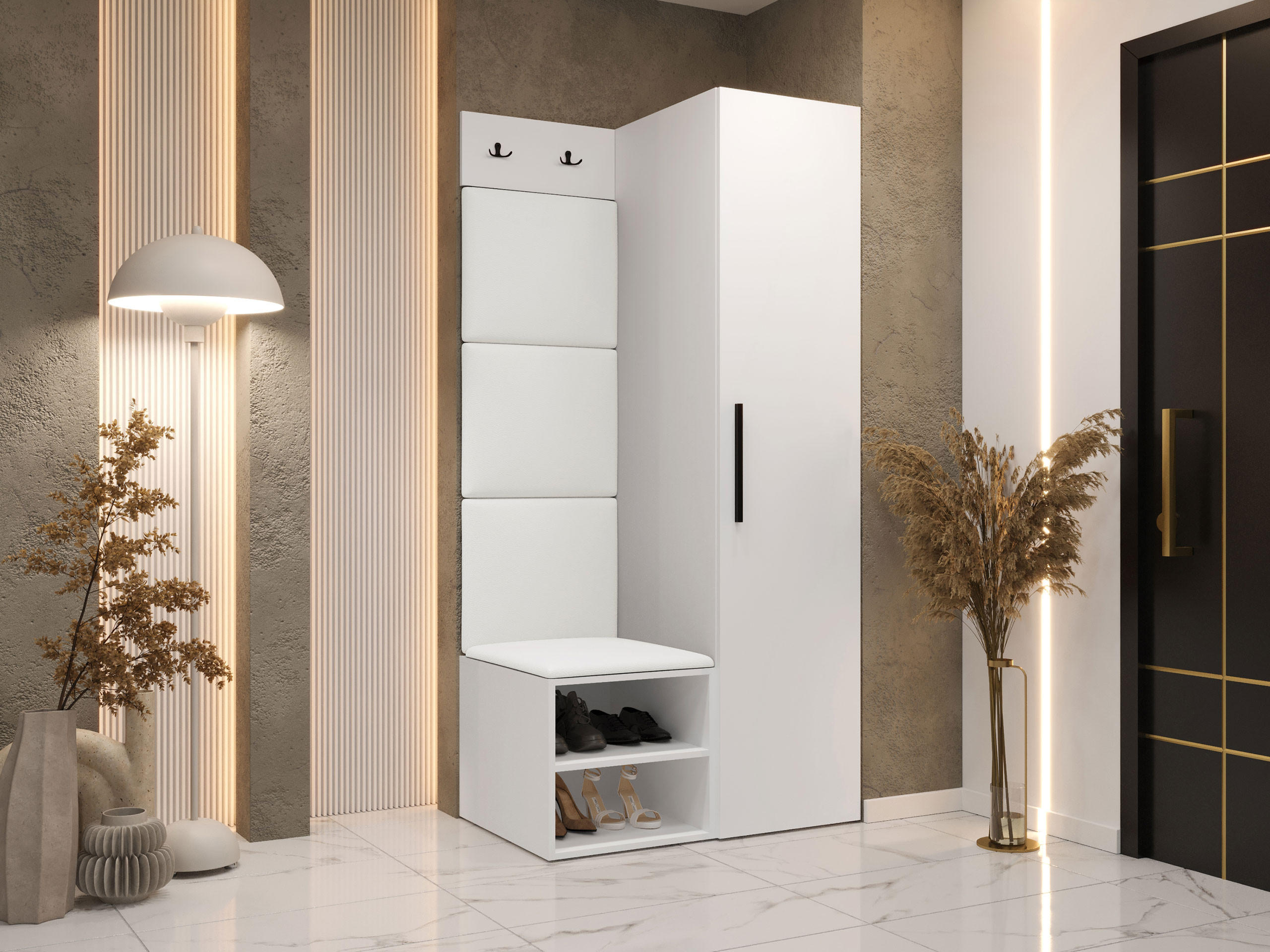 GARDEROBEN-SET Medi III - Schwarz/Weiß, Holzwerkstoff/Kunststoff (40/191/50cm) - MIRJAN24