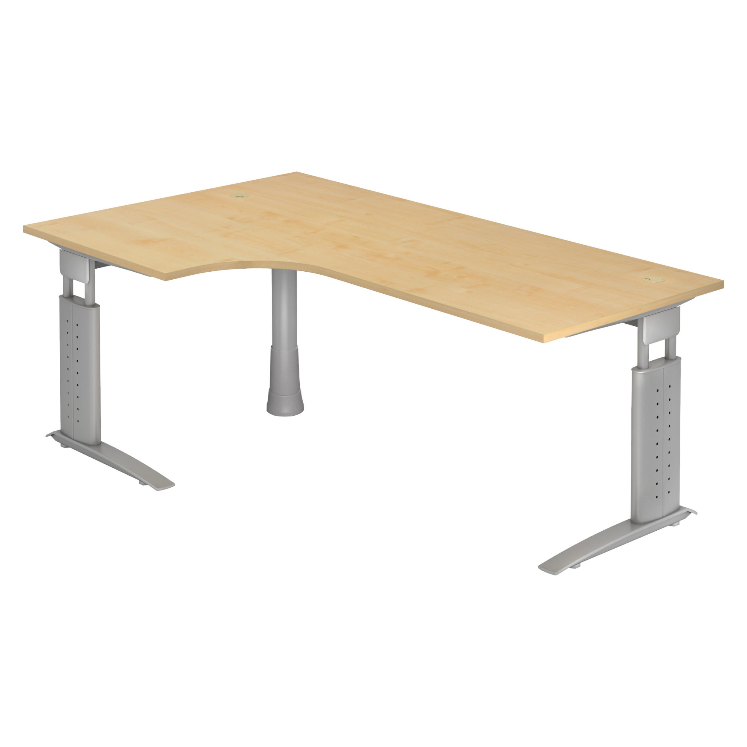 SCHREIBTISCH Serie-U 120/200/74 cm in Ahornfarben/Silberfarbengrau - Silberfarben/Ahornfarben, Holzwerkstoff (120/200/74cm) - bümö