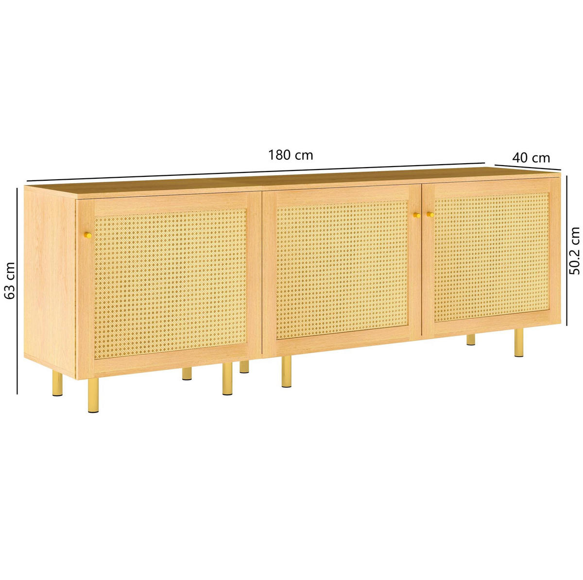 SIDEBOARD 180/40/63 cm Natur aus MDF modular - Naturfarben, Holzwerkstoff (40/63/180cm) - OKMYHOME