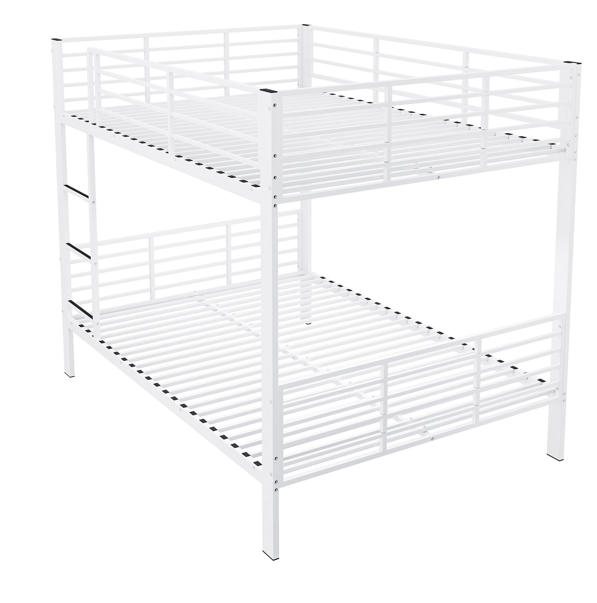 ETAGENBETT 140/200 cm aus Metall mit Rausfallschutz, geräuschlos, Mattweiß - Weiß, Metall (140/200cm) - OKMYHOME