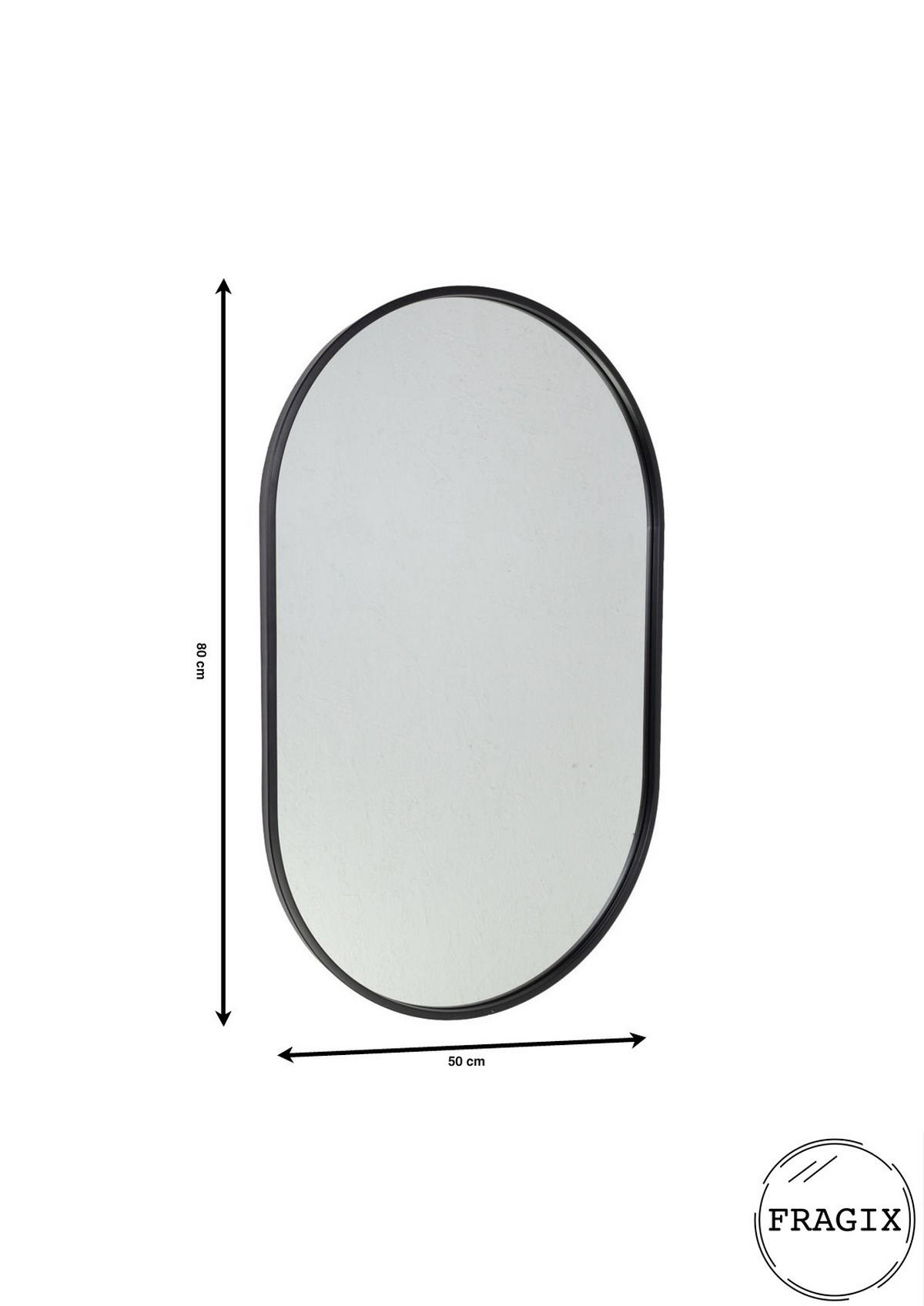 WANDSPIEGEL Boston Schwarz - Schwarz, Metall (50/80/4cm) - Fragix