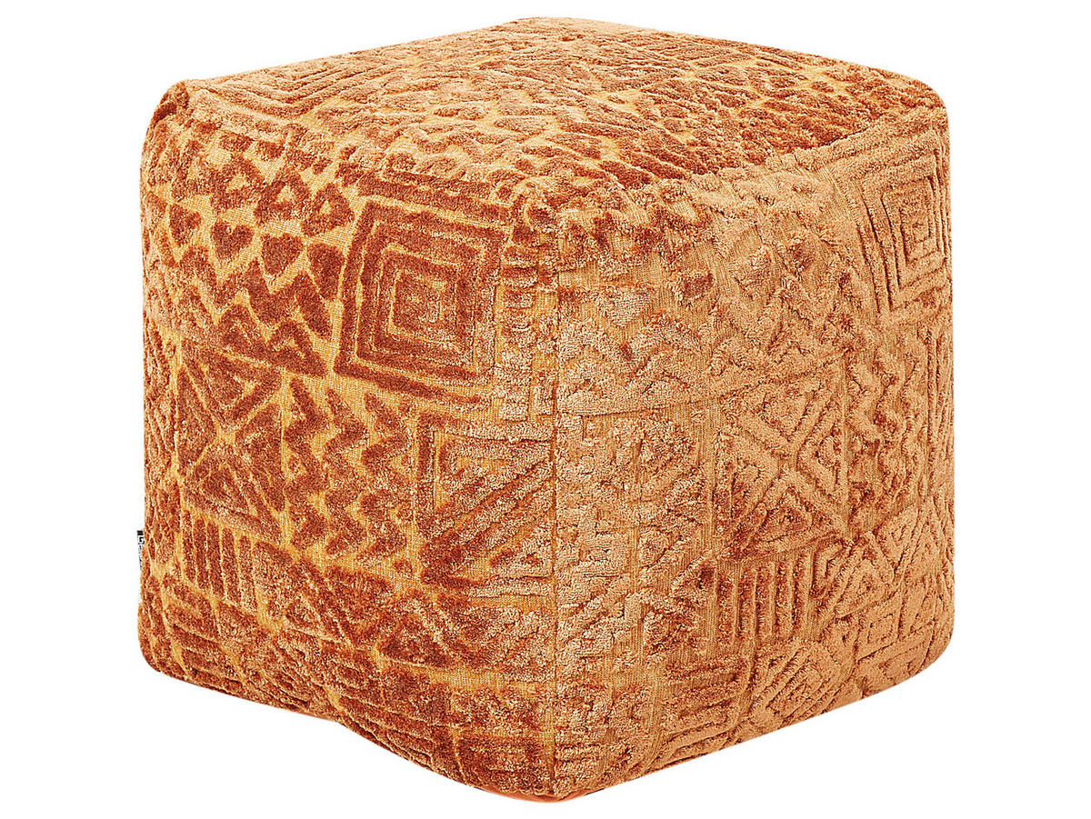 POUF Sanawan 45/45/45 cm - Braun, Naturmaterialen/Textil (45/45/45cm) - Beliani