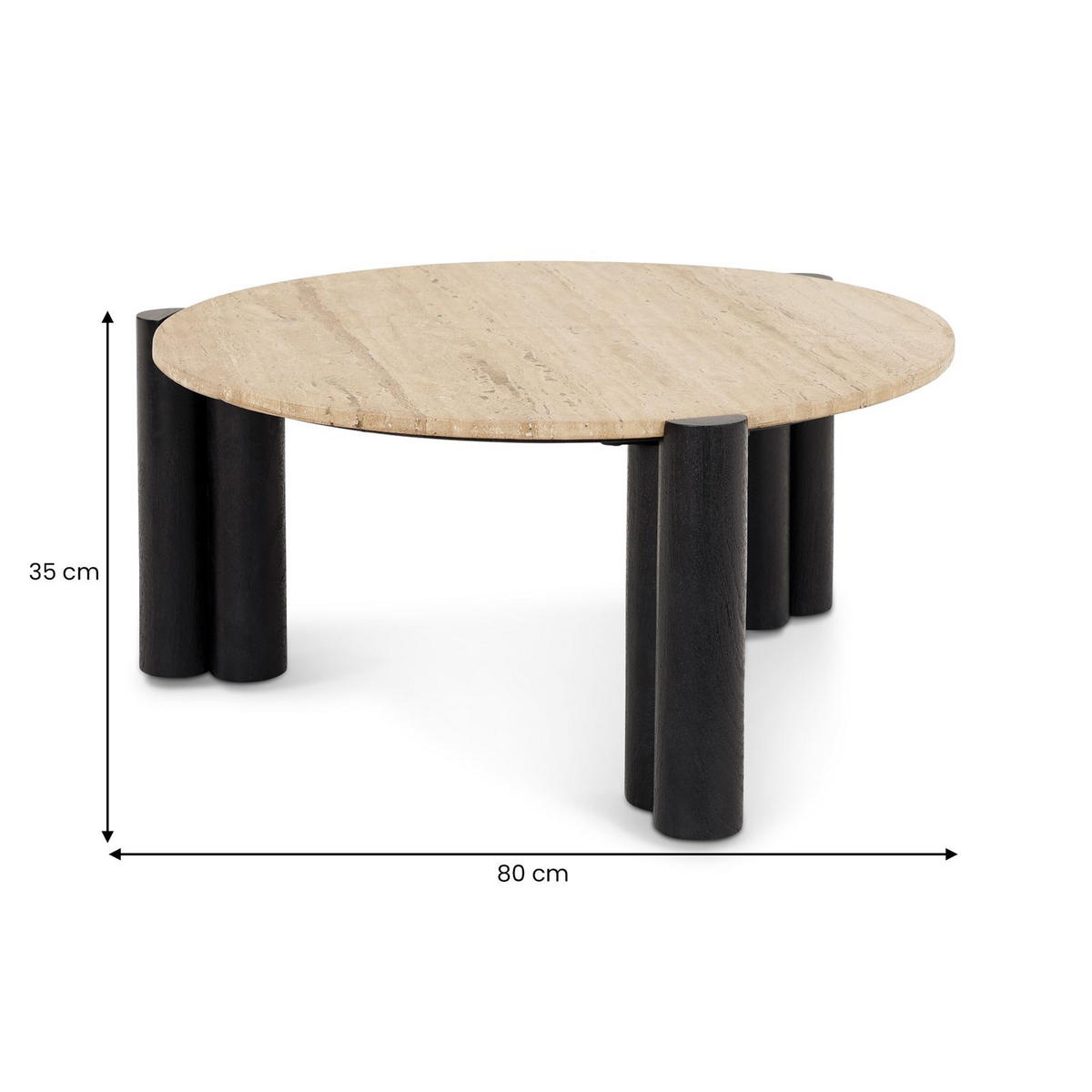 COUCHTISCH TAPTI - Beige/Schwarz, Naturmaterialien/Holz (80/80/35cm) - IDIMEX