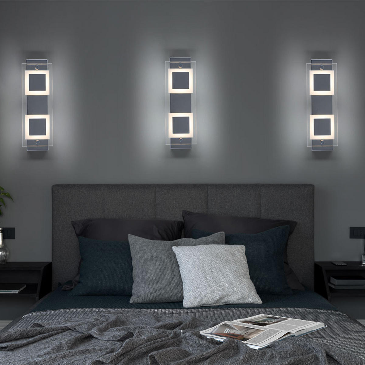 LED WANDLEUCHTE SPLASH Chrom Silber 2er Set - Silberfarben, Glas (10/5/30cm)