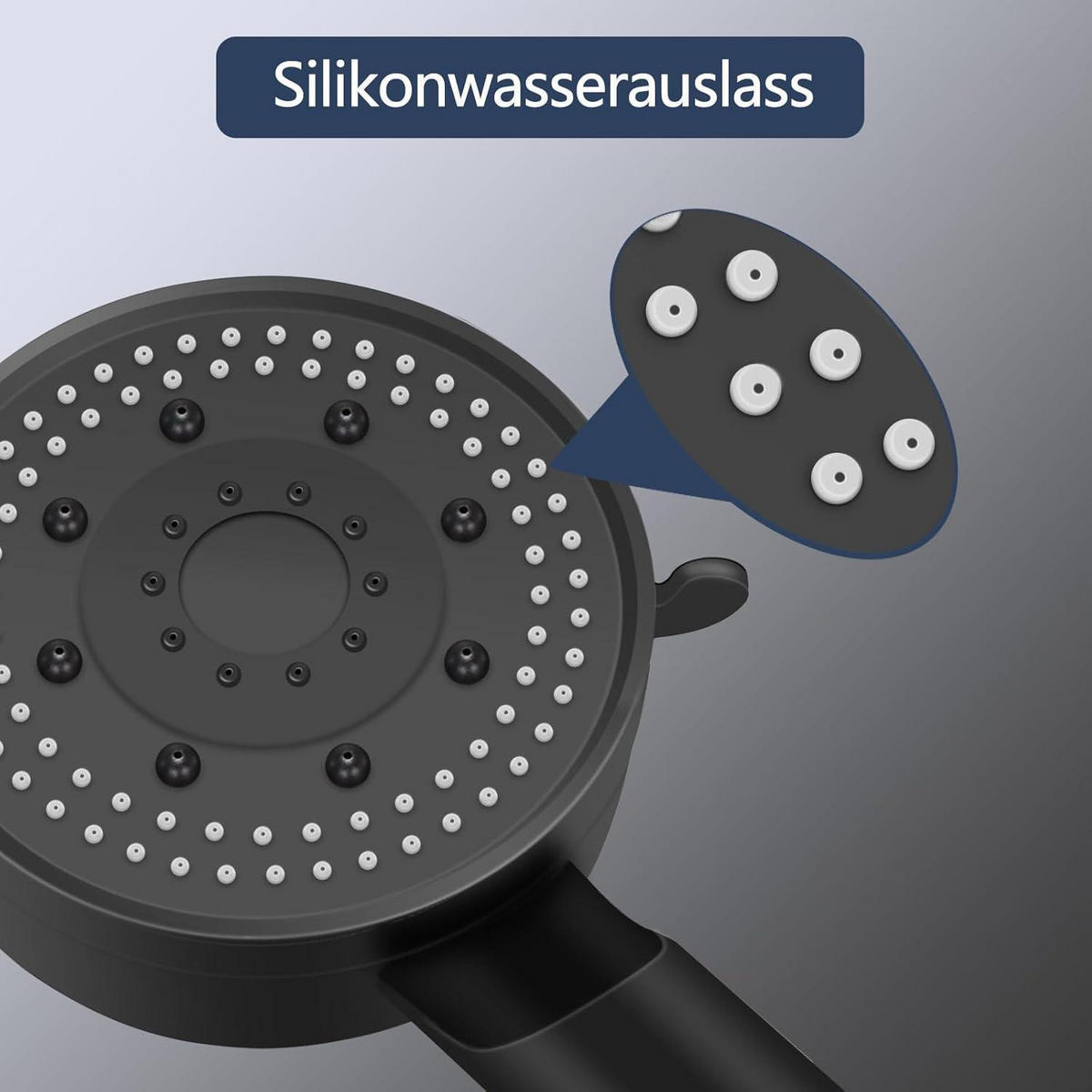 HANDBRAUSE 5-Modi Wassersparend Schwarz - Schwarz, Kunststoff (9/12.7/22cm)