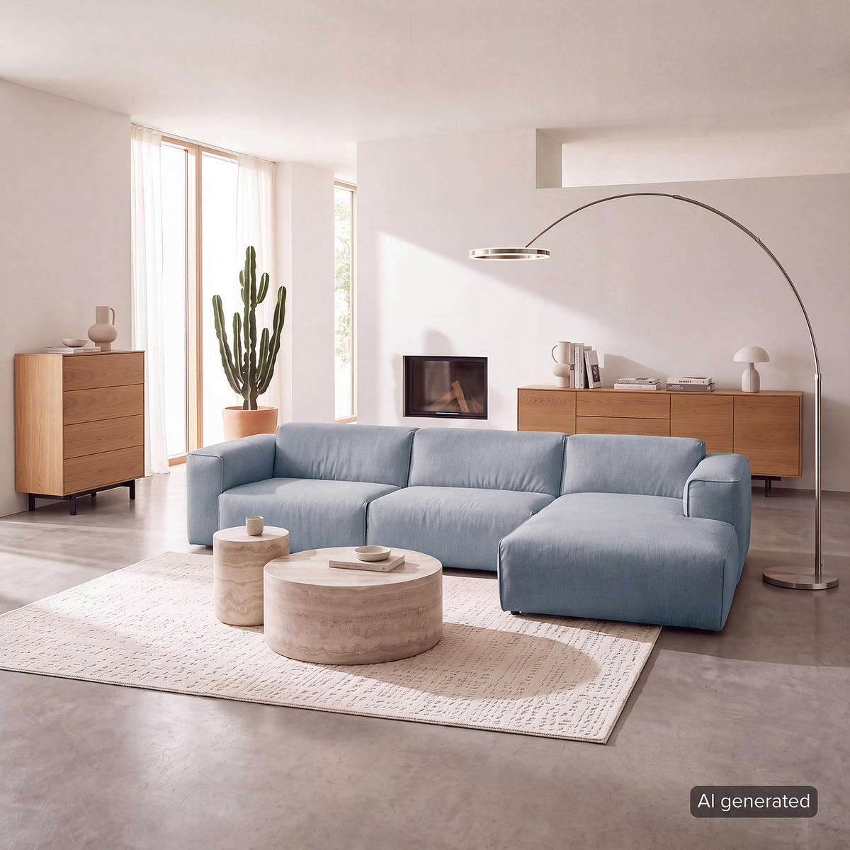 3-SITZER ECKSOFA mit Longchair - Blau/Schwarz, Kunststoff/Textil (317/173cm) - home24