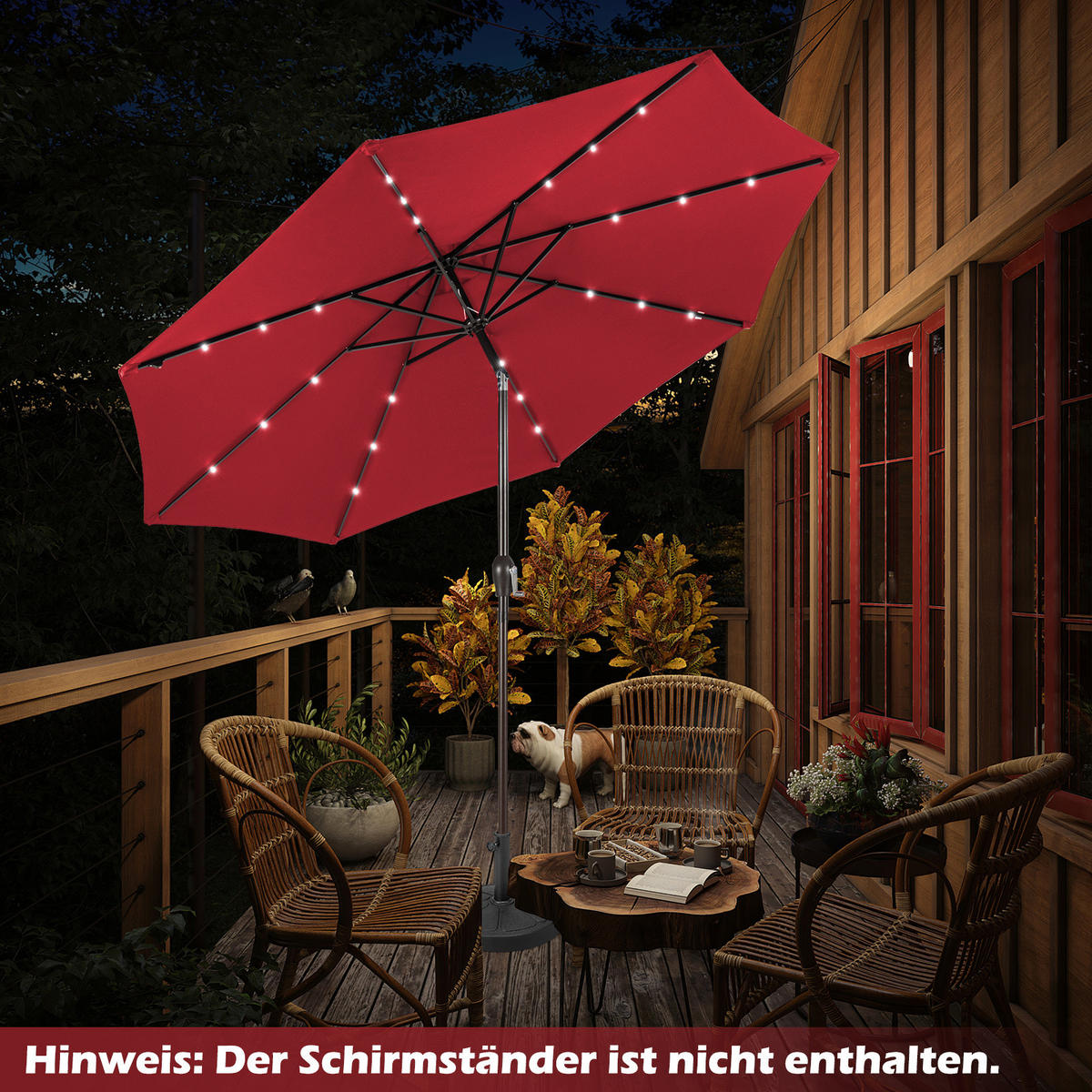 PATIO-SCHIRM Rot - Weinrot, Kunststoff (300/300cm) - COSTWAY
