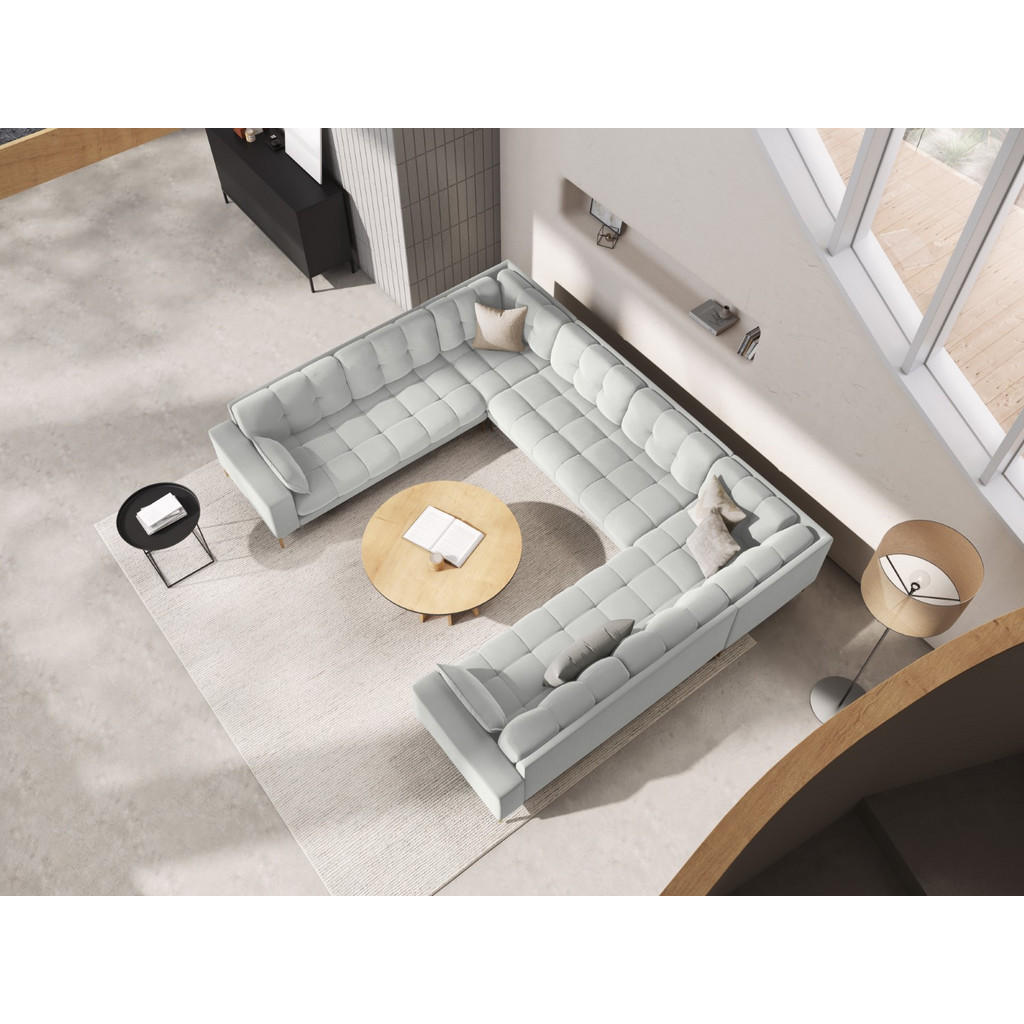 Thumbnail - Micadoni Panoramasofa, Silber, Textil, 6-Sitzer, U-Form, 185x75x383 cm, Hergestellt in Europa, Oeko-Tex®, Wohnzimmer, So...