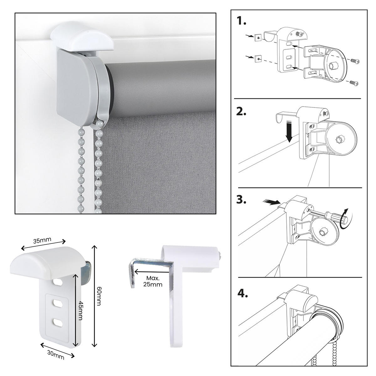 VERDUNKELUNGSROLLO Moon Plus Easyfix Grau 60x180 - Grau, Kunststoff (60/180/1cm) - STORESDECO