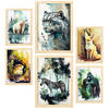 POSTER Set Mit 6 Nord- und Süd-Aquarell-Stil Größe A3 & A4 Rahmen aus hellem Holz - Beige, Papier (29.7/1cm) - Nacnic