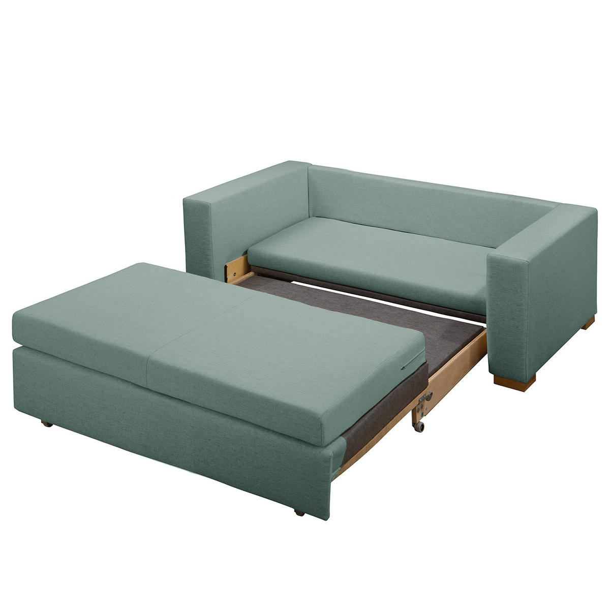 SCHLAFSOFA - Hellbraun/Mintgrün, Textil (153/90/90cm) - home24