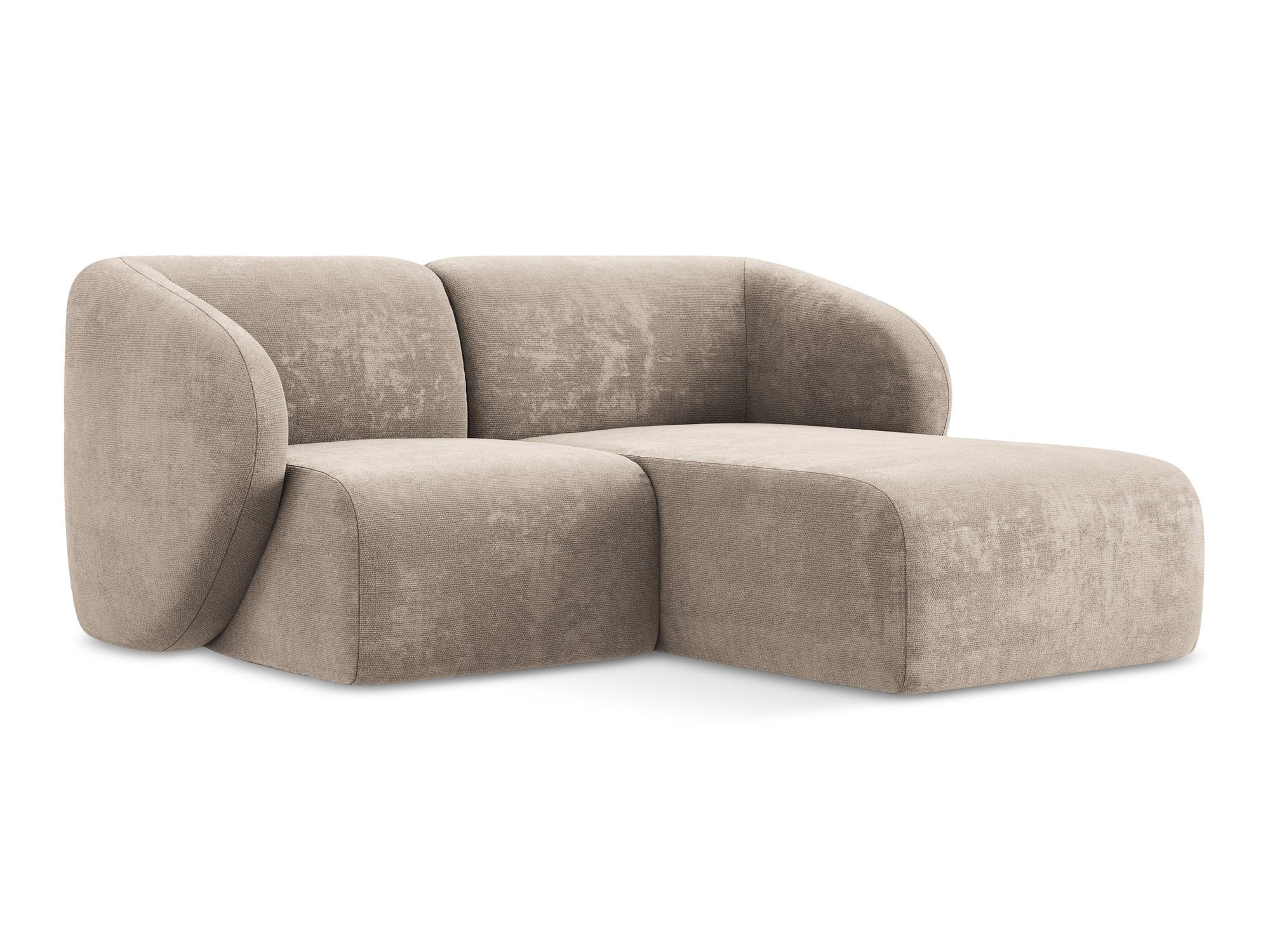 ECKSOFA Rechts Chenille Stoff Beige - Schwarz/Cappuccino, Holzwerkstoff/Kunststoff (178/166cm) - Makamii