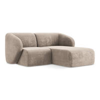 ECKSOFA Rechts Chenille Stoff Beige - Schwarz/Cappuccino, Holzwerkstoff/Kunststoff (178/166cm) - Makamii