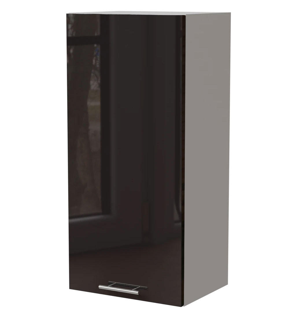 KÜCHENHÄNGESCHRANK Essen W4/45 Schwarz Hochglanz / Weiß Matt 45 / 32,5 / 96cm - Schwarz Hochglanz/Schwarz, Holz/Holzwerkstoff (45/96/32.5cm) - Feldmann-Wohnen