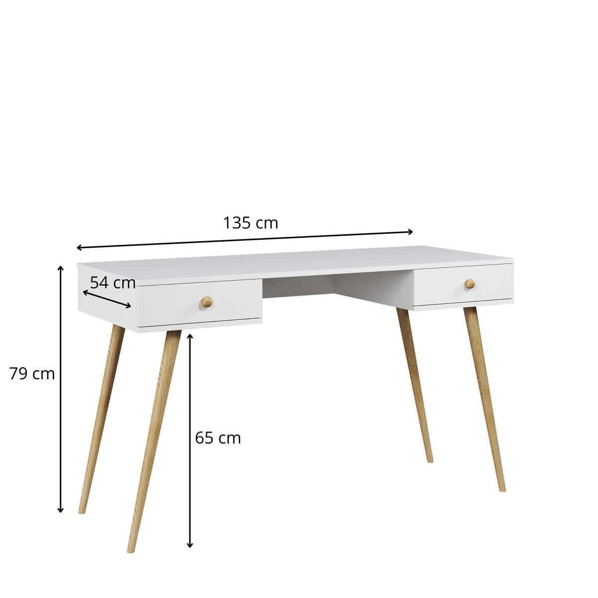 SCHREIBTISCH NATURA, 135 cm, Rosa, mit 2 Schubladen - Rosa, Holz (54/135/79cm) - Excellent Home