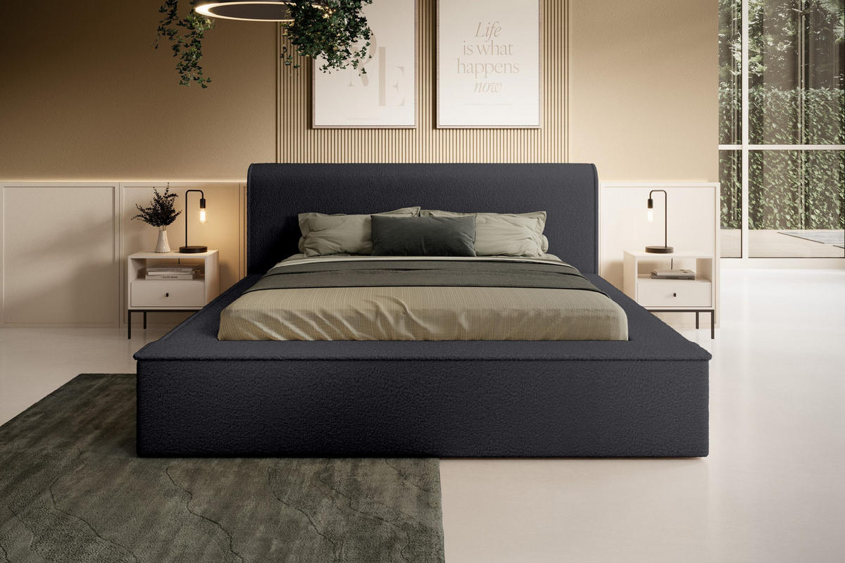 POLSTERBETT aus Polstermaterial Pedrosa 180x200 cm, Schwarz - Schwarz, Textil (180/200cm) - Fedve