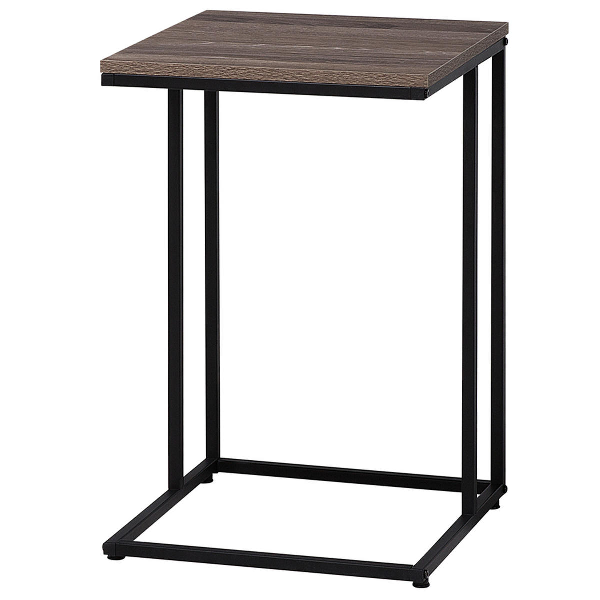 BEISTELLTISCH Holzoptik taupe quadratisch 40/40 cm Troy - Dunkelbraun/Schwarz, Holzwerkstoff (40/40/61cm) - Beliani
