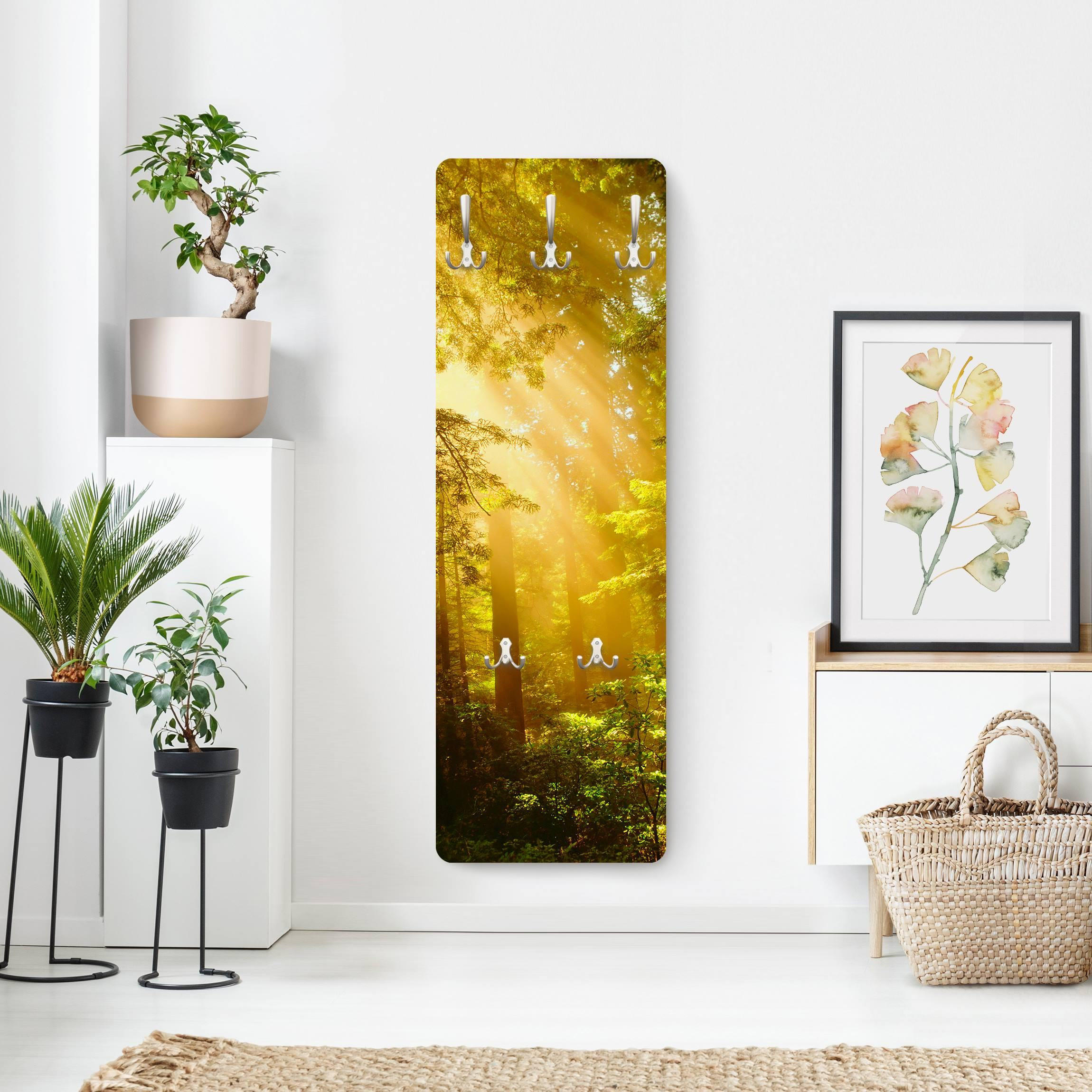 Thumbnail - Bilderwelten Wandgarderobe, Gelb, Holzwerkstoff, Baum/Pflanze/Natur, Rechteckig, 34x105x1.6 cm, Garderobe, Garderobenlei...