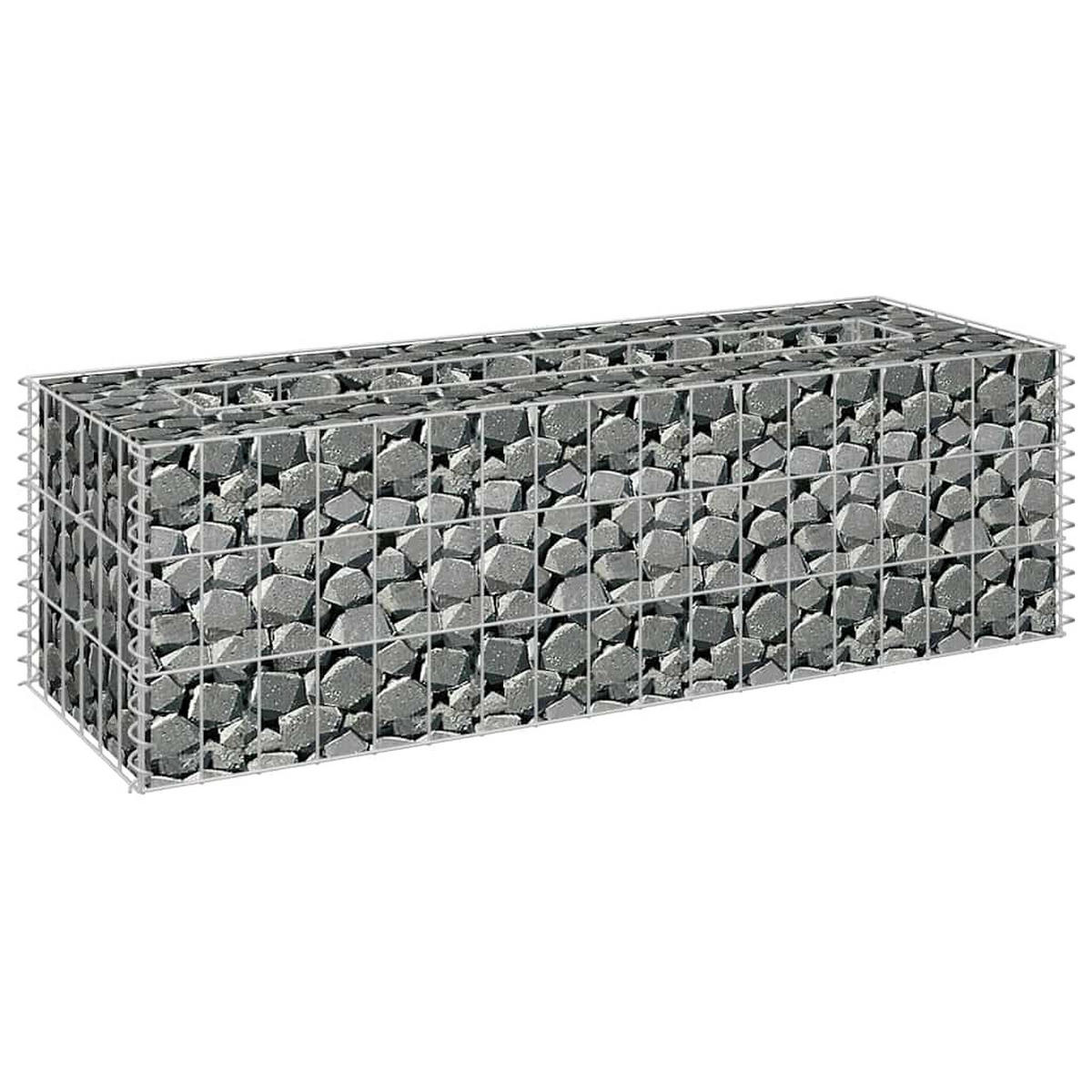 GABIONEN Hochbeet ROON aus Stahl | 90x30x30cm | Steinkorb Gabionengitter - Silberfarben, Metall (90/30/30cm) - DELUKE