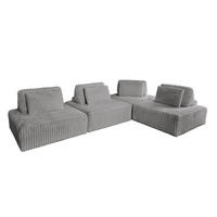 MODULSOFA WIOLO SOFT 4 MODULE 4 KISSEN Grau Cord - Schwarz/Grau, Kunststoff/Textil (333/84/222cm) - KAWOLA