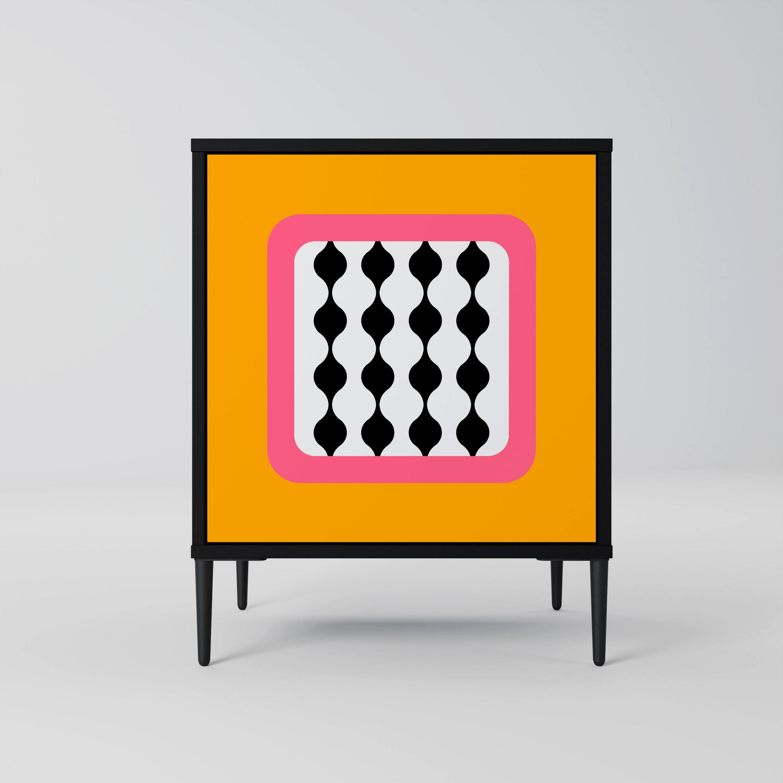 SIDEBOARD TEARS IN HEAVEN, Schwarz, 57,5x42x72,5 cm, Schwarze Metallfüße - Multicolor/Schwarz, Holzwerkstoff/Metall (57.5/72.5/42cm) - SpaceRebels
