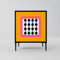 SIDEBOARD TEARS IN HEAVEN, Schwarz, 57,5x42x72,5 cm, Schwarze Metallfüße - Multicolor/Schwarz, Holzwerkstoff/Metall (57.5/72.5/42cm) - SpaceRebels