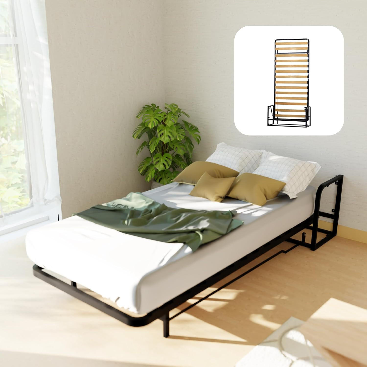 WallBedKing Wandbett Schwarz 76x190 cm