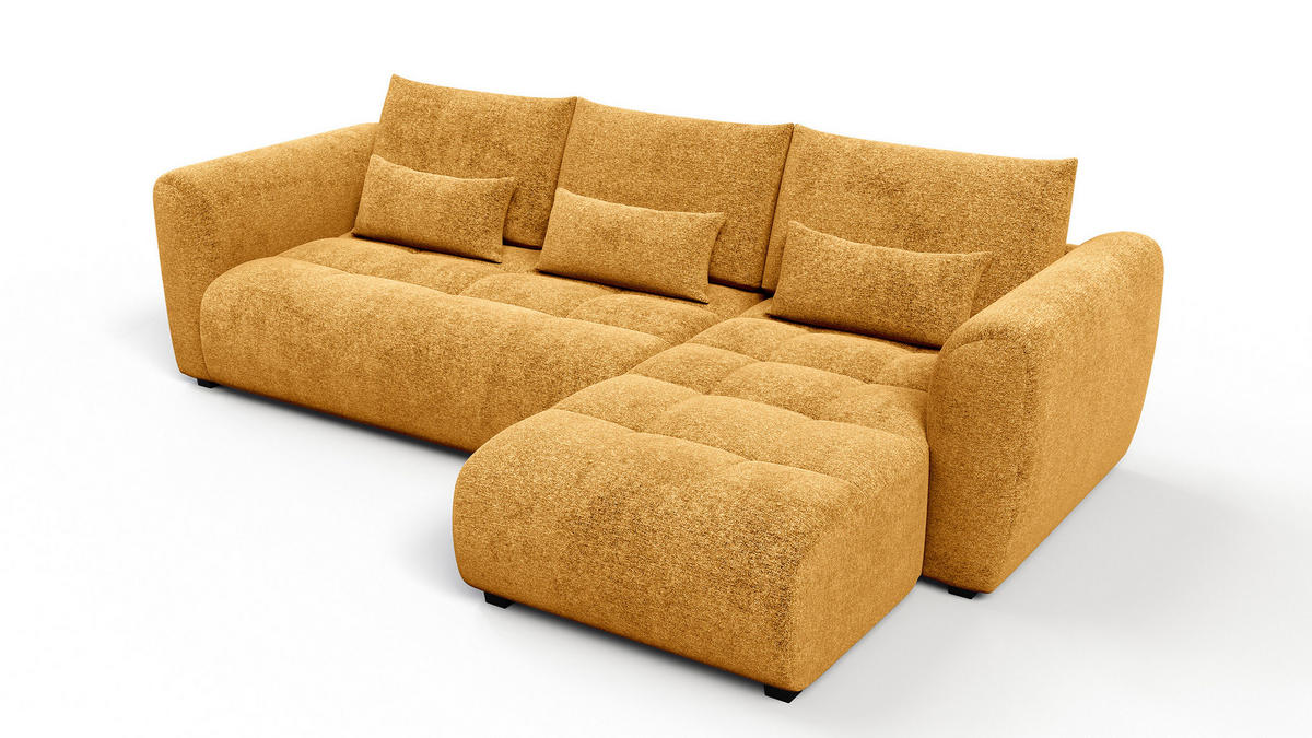 ECKSOFA SORENO 4-Sitzer, gelb - Gelb/Schwarz, Holz/Textil (293/171cm) - Courtois Laville
