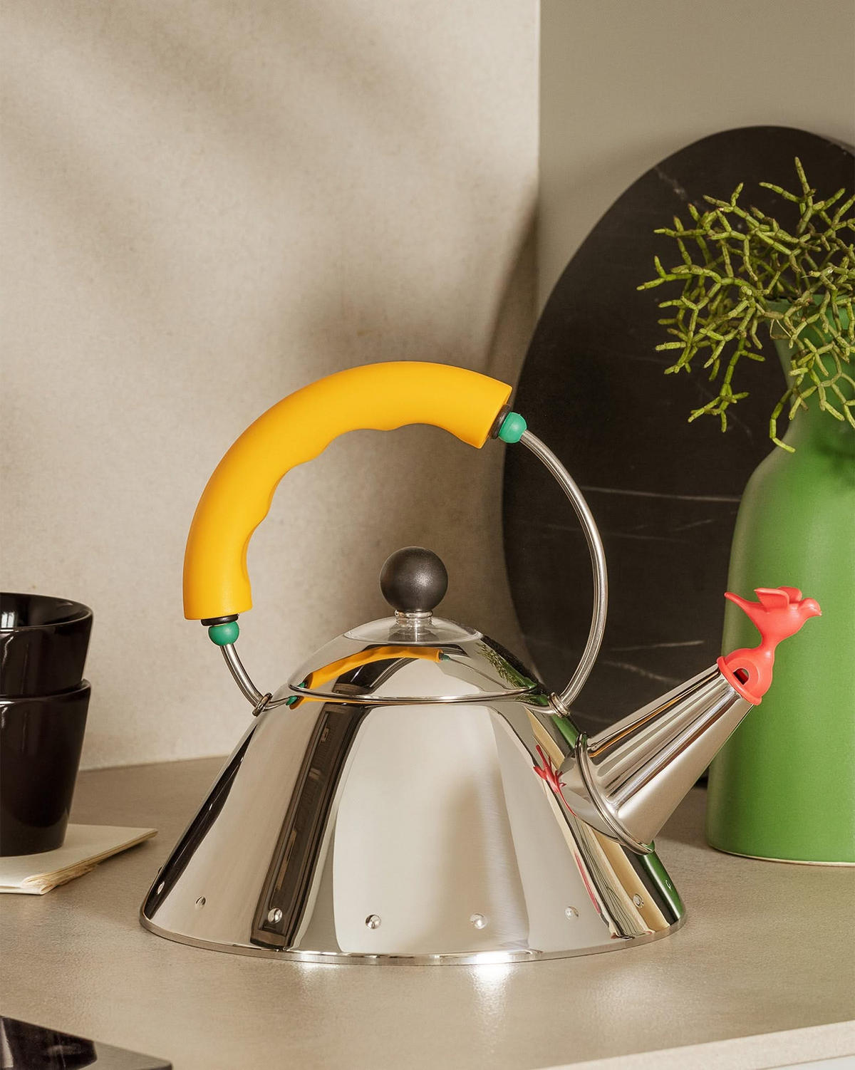WASSERKESSEL - 9093/1 Y - Gelb - 1 Liter - von Micheal Graves - Silberfarben, Metall (20cm) - Alessi