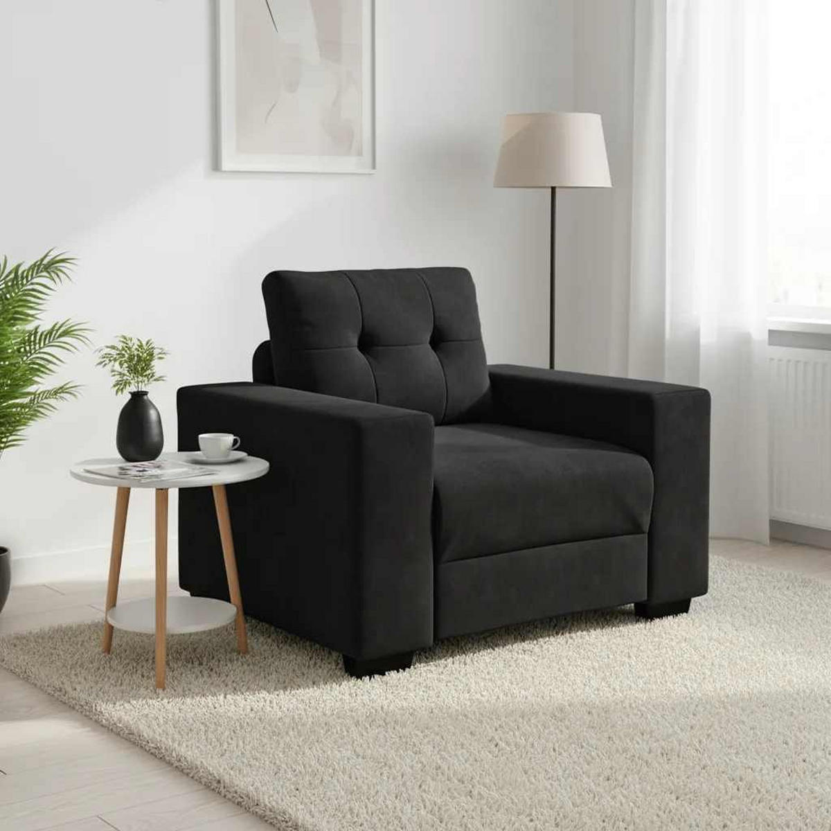 SESSEL Schwarz 100/78/80 Cm Samt - Schwarz, Naturmaterialien (78/80/100cm) - vidaXL