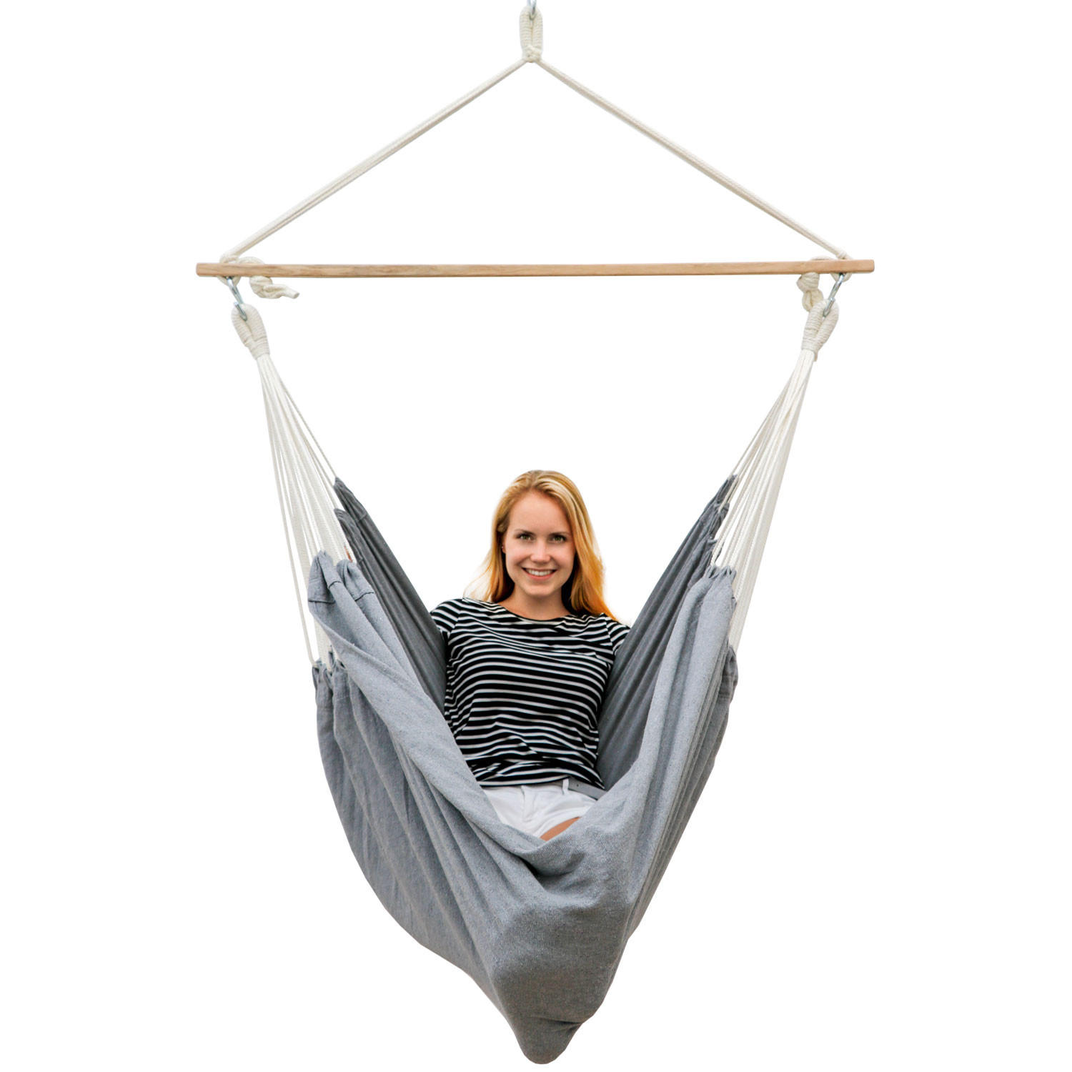 XXL-HÄNGESESSEL bis 150kg, 185/130cm, Grau - Grau, Textil (130/155/185cm) - Amanka