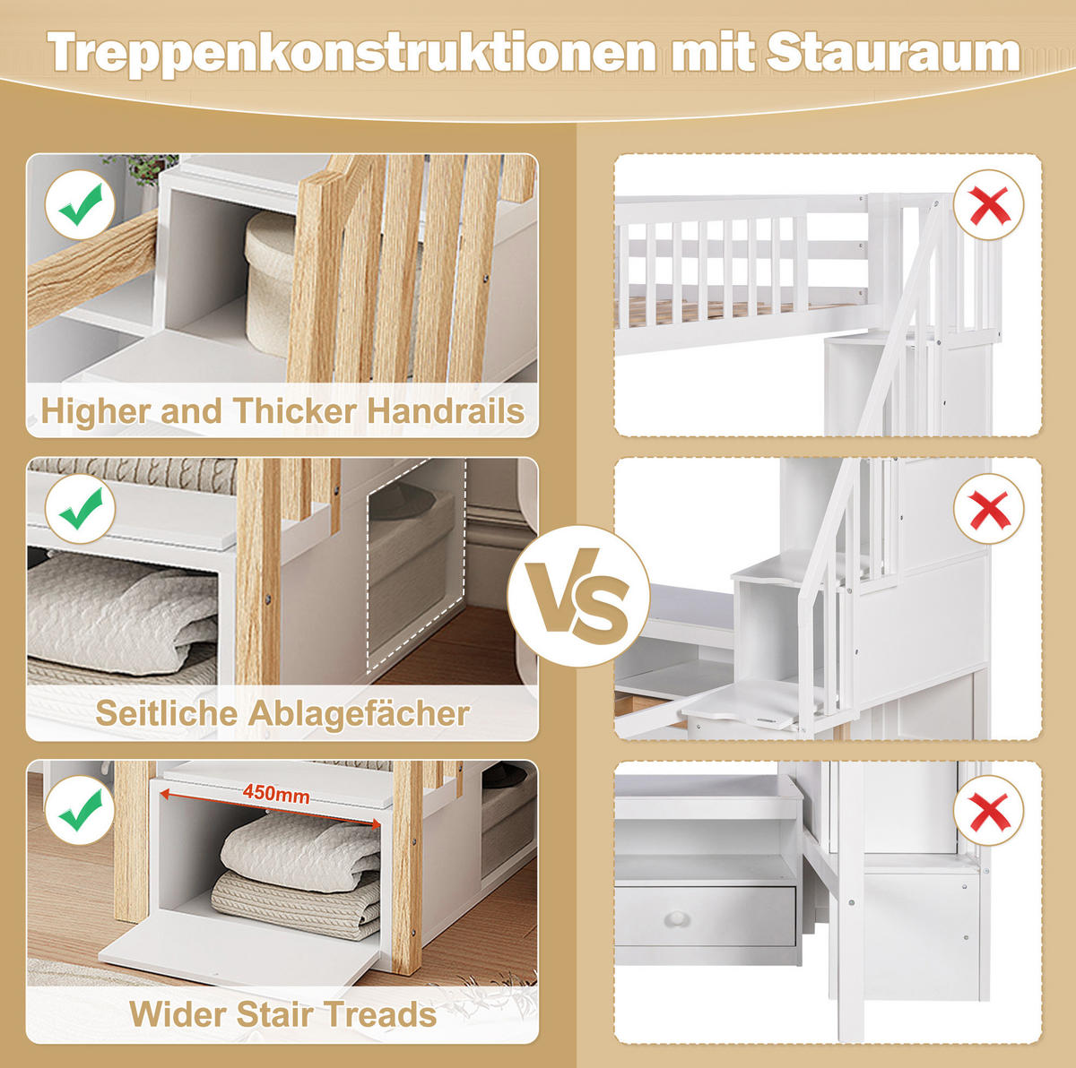 HOCHBETT 90/200 cm Weiß/Natur aus Kiefernholz und MDF mit Schreibtisch - Weiß, Holz (90/200cm) - OKMYHOME