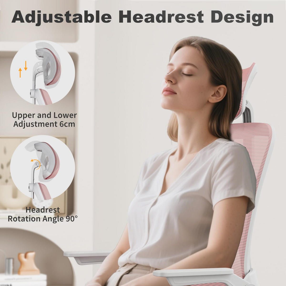 DREHSTUHL Webstoff Weiß-Rosa ergonomisch klappbare Armlehnen - Pink, Kunststoff (24/48/53cm) - Rattrix