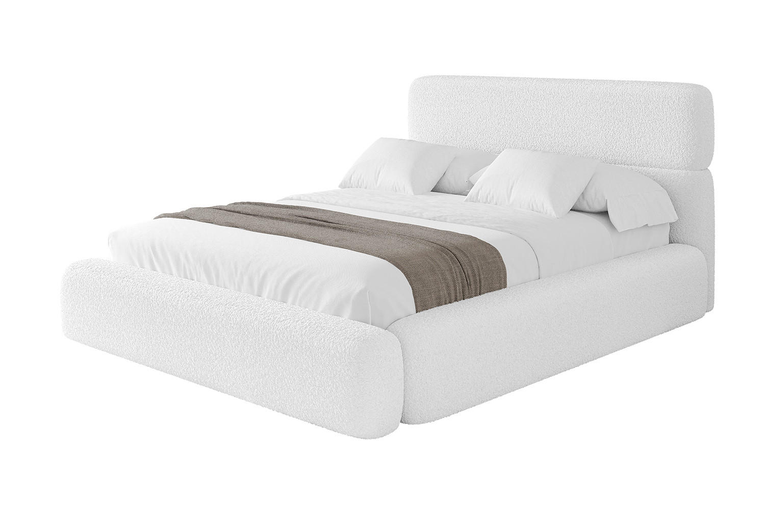 POLSTERBETT mit Bettkasten und Lattenrost, Bett mit Matratze H3/H4 - ENORA 120x200 Weiß - Weiß, Holzwerkstoff/Textil (120/200cm) - ALTDECOR
