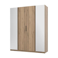 KLEIDERSCHRANK Nehir Eiche Evoke 200 cm - 4T Modern mit 2 Spiegeln außen - Eichefarben, Holzwerkstoff/Kunststoff (200/239/61.9cm) - AX Living