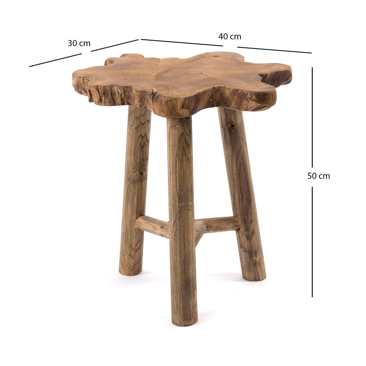 BEISTELLTISCH Tree 50 Mahagoni Massivholz, rund naturfarben - Naturfarben, Holz (30/40/50cm) - DESIGN DELIGHTS