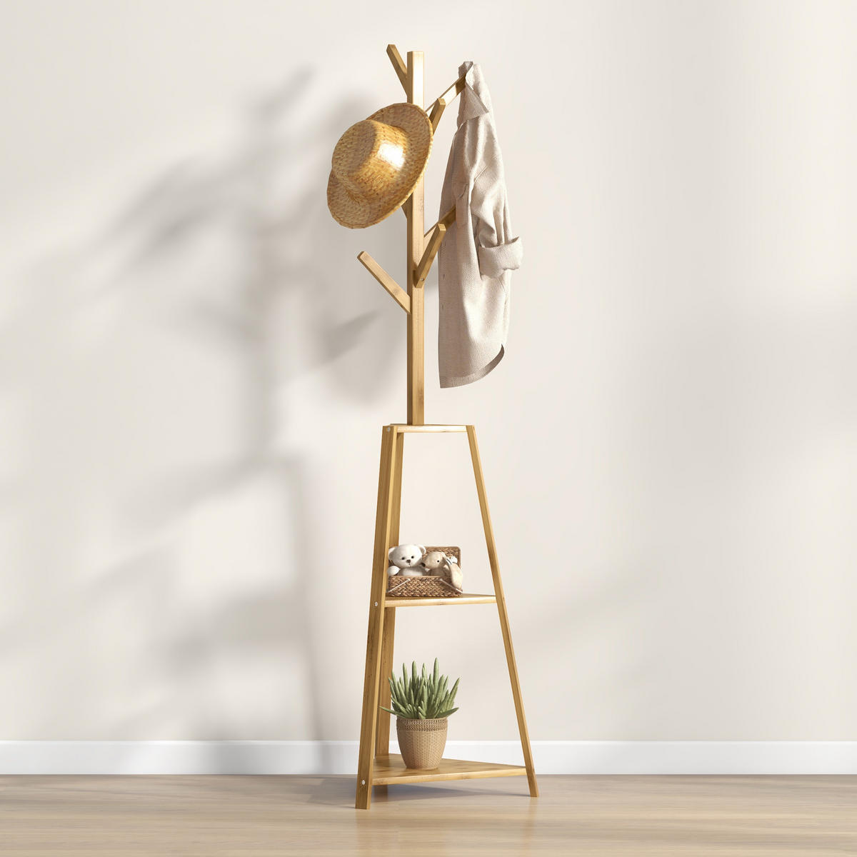 GARDEROBENSTÄNDER Naturfarben 46/46/175 cm - Naturfarben, Holz (46/175/46cm) - PANGIVO