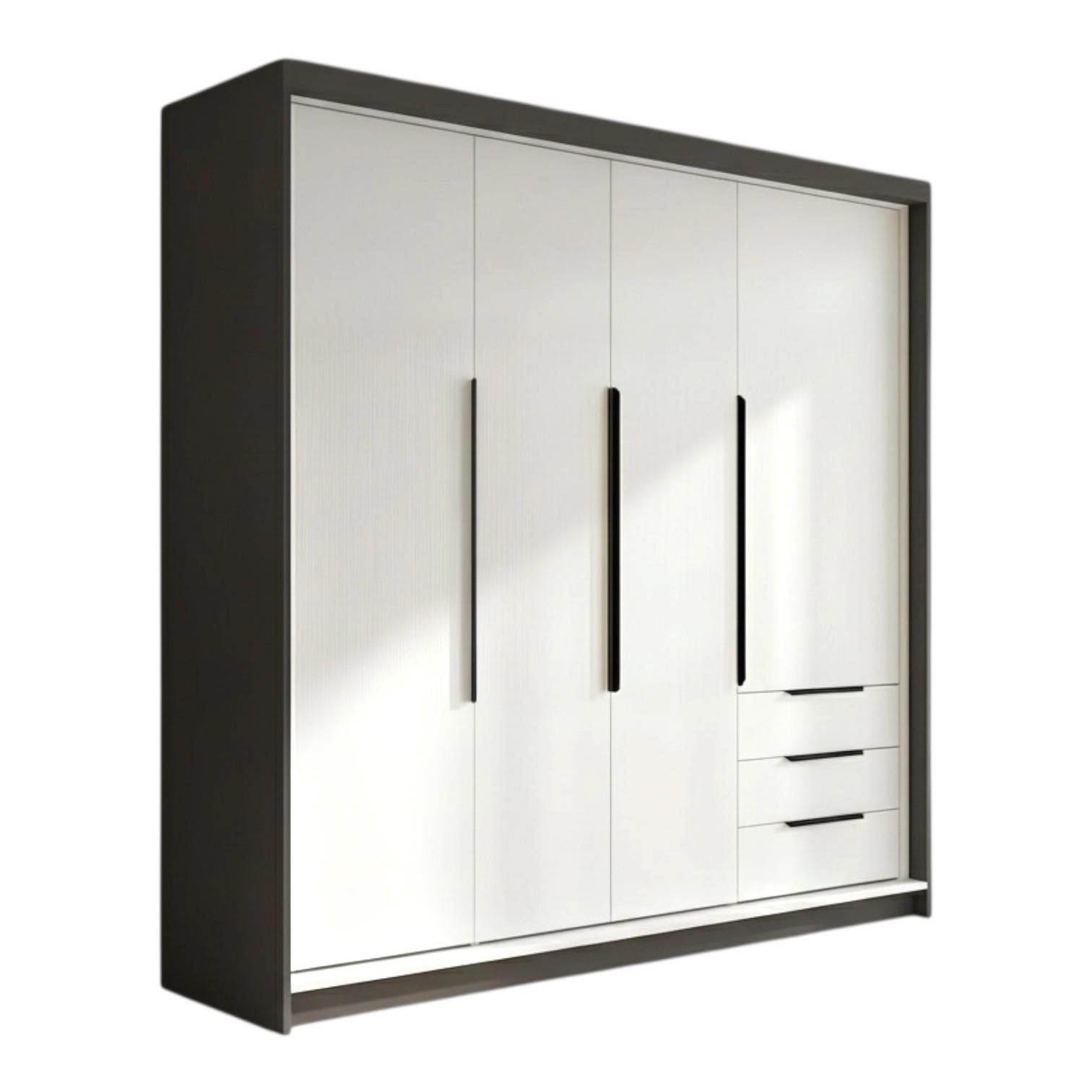A&J MöbelLand Drehtürenschrank Graphit, Weiß 200x215x59.5 cm