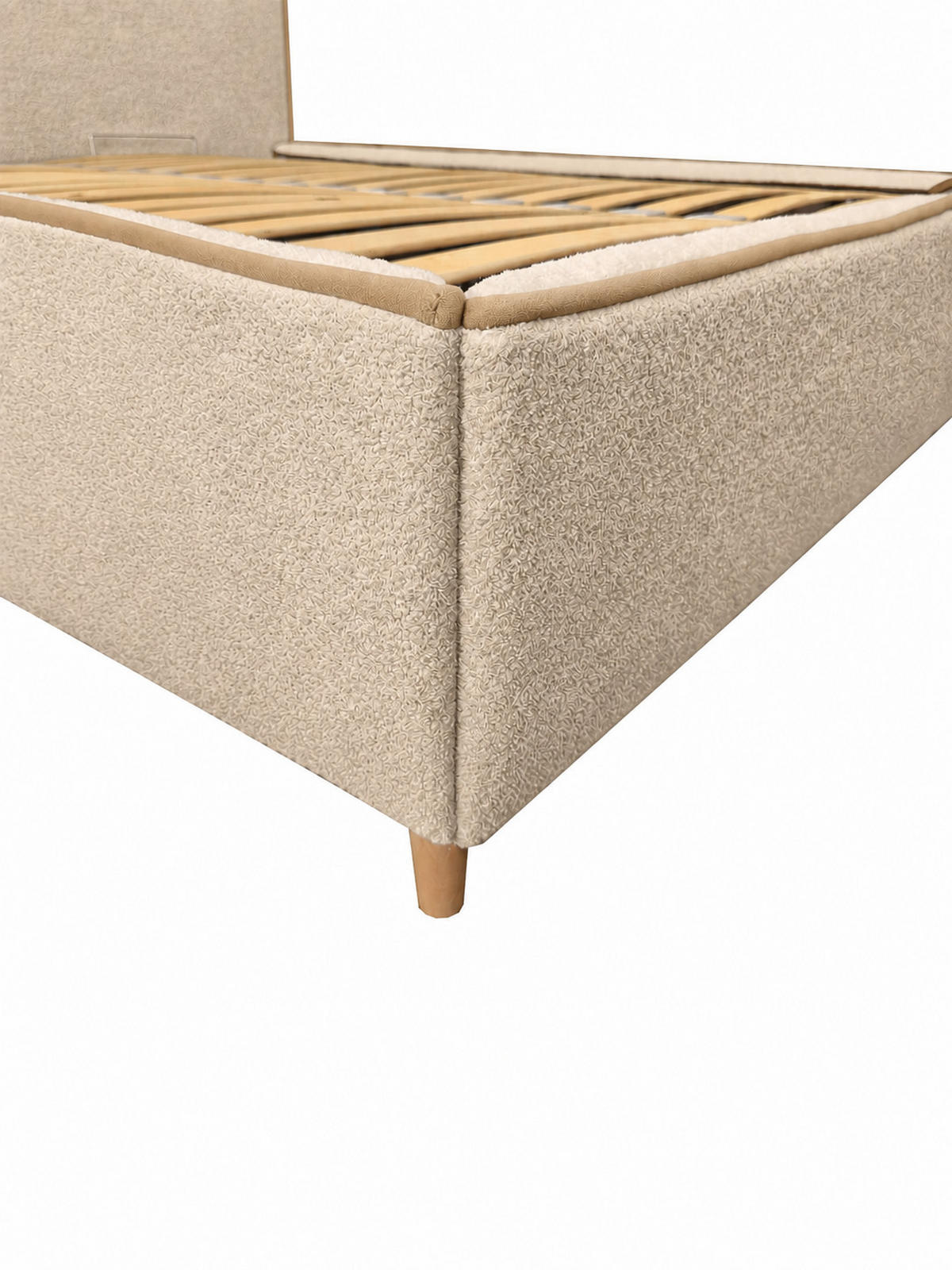 POLSTERBETT COCO 180x200 cm Hellbraun mit Bettkasten Bonellmatratze H3 - Hellbraun, Textil (180/200cm) - KS Home Concept