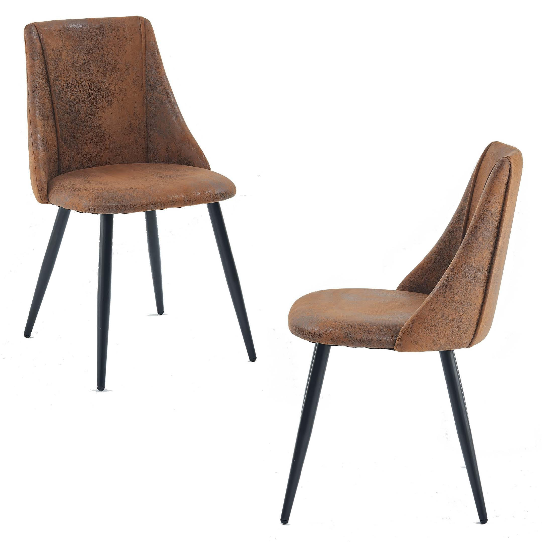 ESSZIMMERSTUHL 2er-Set in Wildlederoptik, Braun - Braun, Metall (52.5/83/49.5cm) - Meubles Cosy
