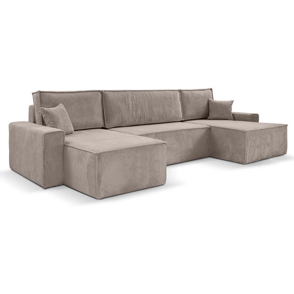 WOHNLANDSCHAFT Hektor U mit Schlaffunktion cappuccino - Cappuccino, Textil (377/94/152cm) - Beautysofa
