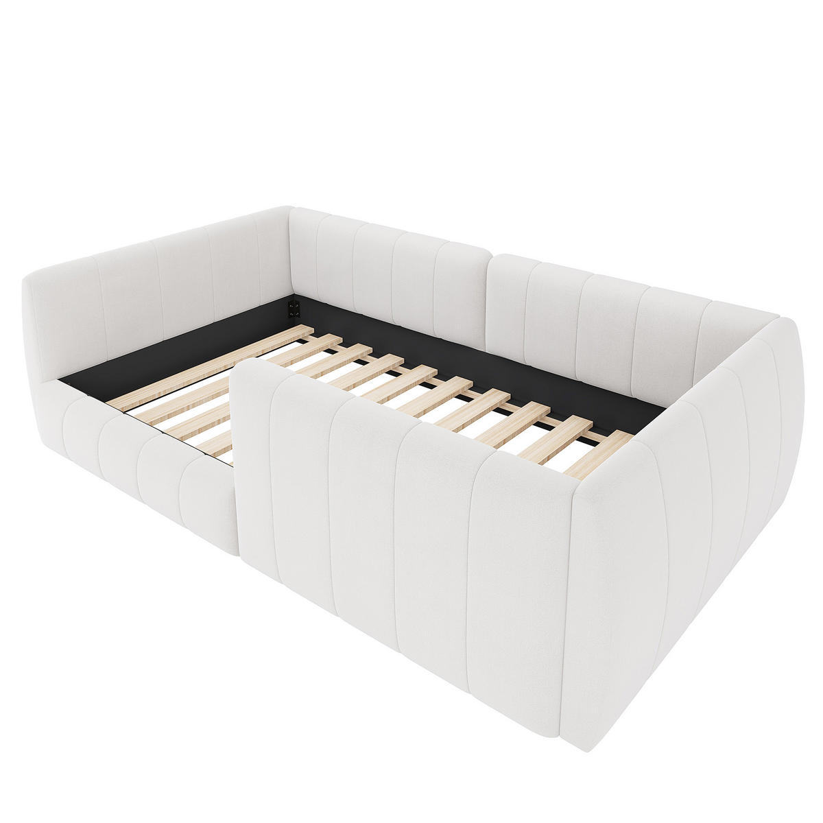 POLSTERBETT 90/200 cm in Beige mit Sicherheitsgitter - Beige, Holzwerkstoff/Textil (90/200cm) - WISHDOR