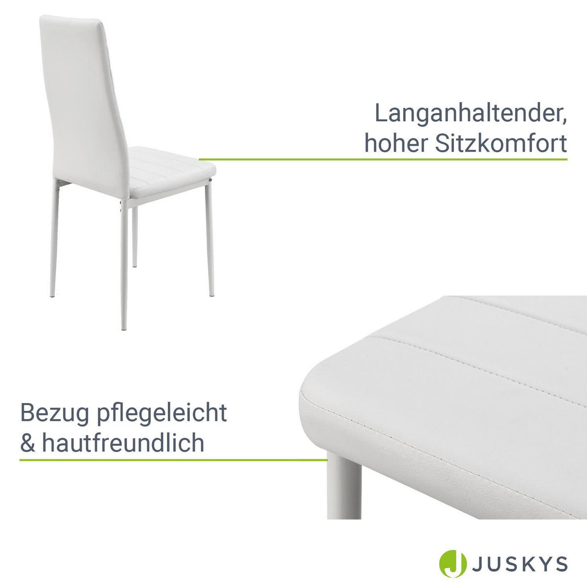 ESSZIMMERSTUHL Loja 2er-Set weiß - Weiß, Metall (41/96/49cm) - Juskys