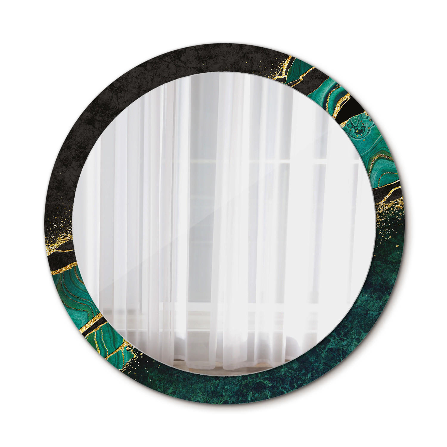 SPIEGEL Ø90 cm Rund mit Aufdruck - Grün, Glas (90/90/0.4cm) - TULUP