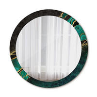 SPIEGEL Ø90 cm Rund mit Aufdruck - Grün, Glas (90/90/0.4cm) - TULUP