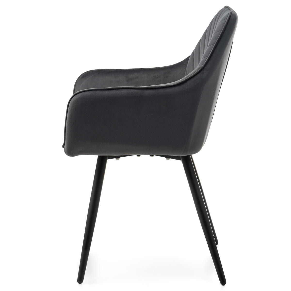 STUHL VASTO gepolstert mit Steppung - grau - Samt Velours - Schwarz/Grau, Textil/Metall (58/87/60cm) - NEW HOME